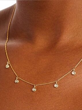 ROBERTO COIN
18k Yellow Gold 0.23cttw Diamond Dangle 5 Station Necklace